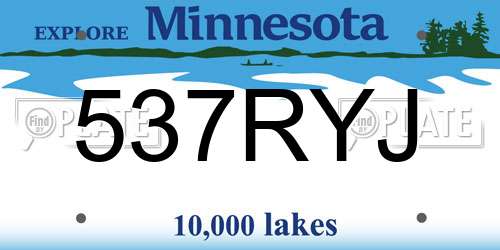 537RYJ Minnesota License Plate