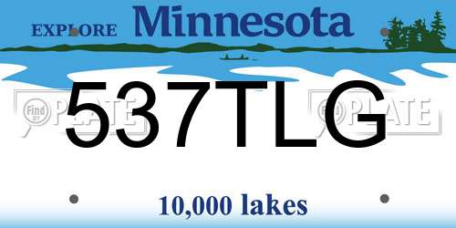537TLG Minnesota License Plate