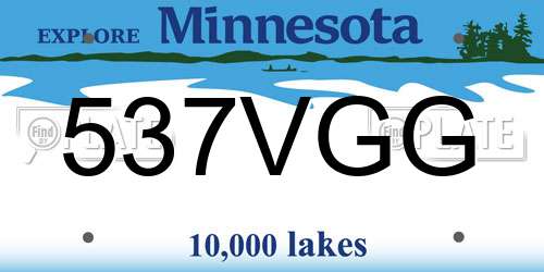 537VGG Minnesota License Plate