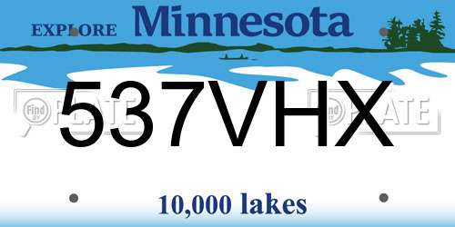 537VHX Minnesota License Plate