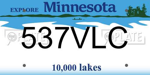 537VLC Minnesota License Plate