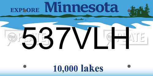 537VLH Minnesota License Plate