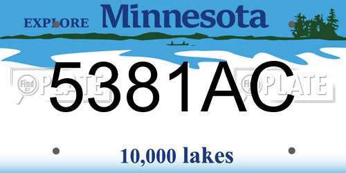 5381AC Minnesota License Plate