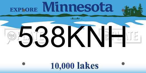 538KNH Minnesota License Plate