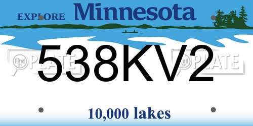 538KV2 Minnesota License Plate