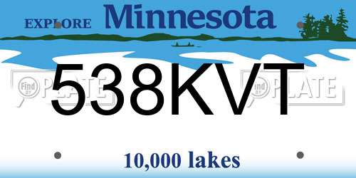 538KVT Minnesota License Plate