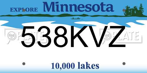 538KVZ Minnesota License Plate