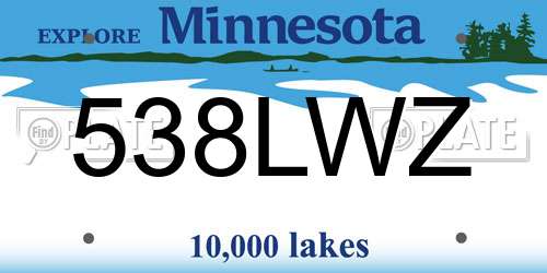 538LWZ Minnesota License Plate