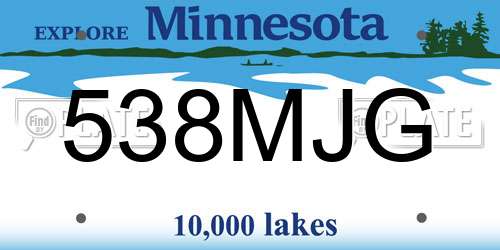 538MJG Minnesota License Plate