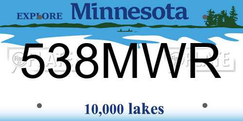 538MWR Minnesota License Plate