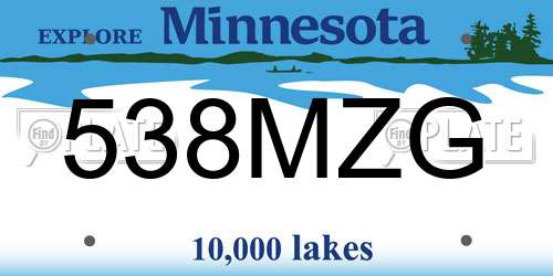 538MZG Minnesota License Plate