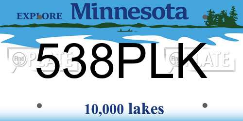 538PLK Minnesota License Plate
