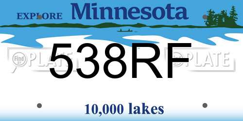 538RF Minnesota License Plate