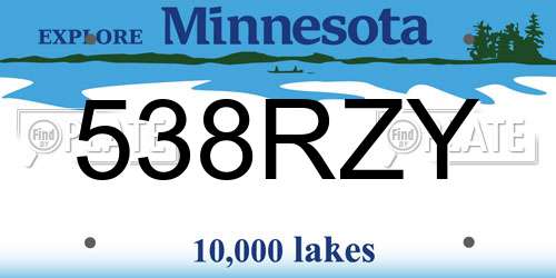 538RZY Minnesota License Plate