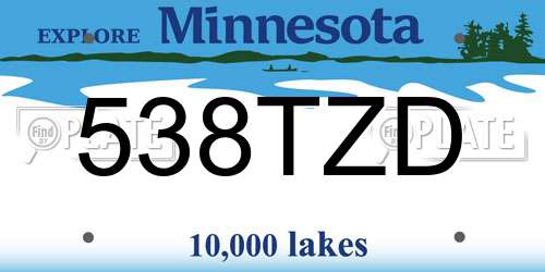 538TZD Minnesota License Plate