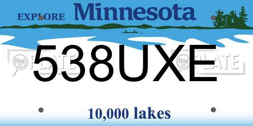 538UXE Minnesota License Plate
