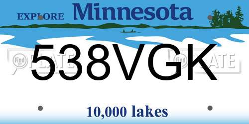 538VGK Minnesota License Plate