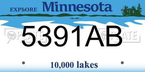 5391AB Minnesota License Plate