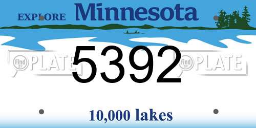 5392 Minnesota License Plate