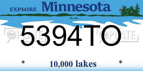 5394TO Minnesota License Plate