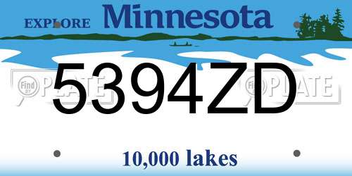 5394ZD Minnesota License Plate
