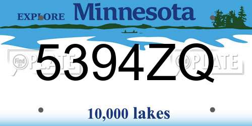5394ZQ Minnesota License Plate
