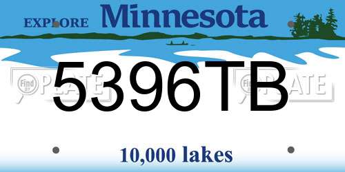 5396TB Minnesota License Plate