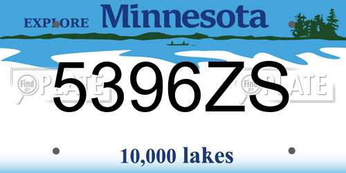 5396ZS Minnesota License Plate