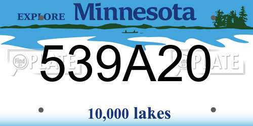 539A20 Minnesota License Plate