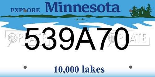 539A70 Minnesota License Plate