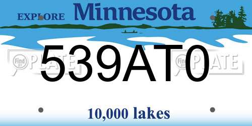 539AT0 Minnesota License Plate