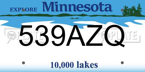 539AZQ Minnesota License Plate