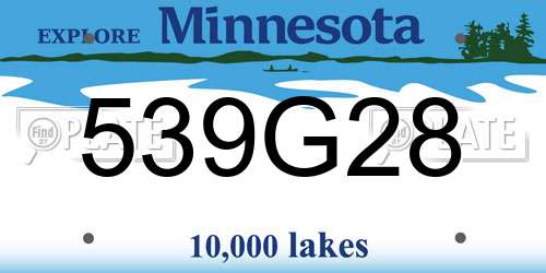 539G28 Minnesota License Plate