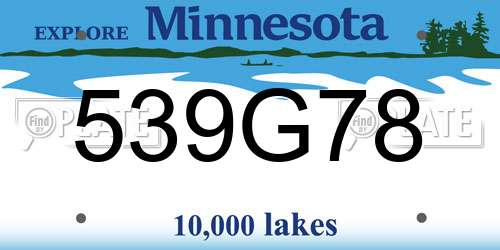539G78 Minnesota License Plate