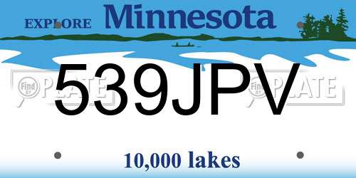 539JPV Minnesota License Plate