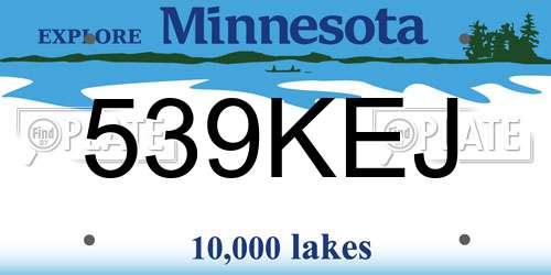 539KEJ Minnesota License Plate
