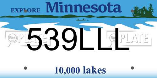 539LLL Minnesota License Plate