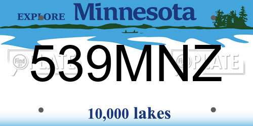 539MNZ Minnesota License Plate