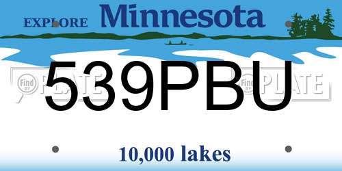 539PBU Minnesota License Plate