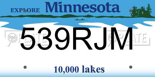 539RJM Minnesota License Plate