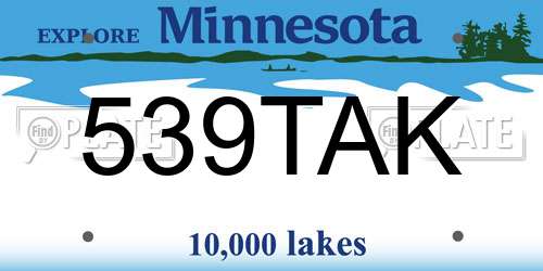 539TAK Minnesota License Plate