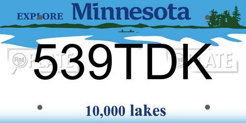 539TDK Minnesota License Plate