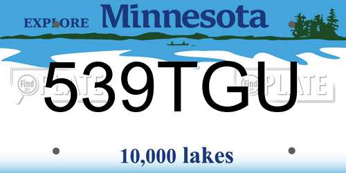 539TGU Minnesota License Plate