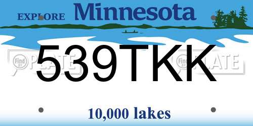 539TKK Minnesota License Plate