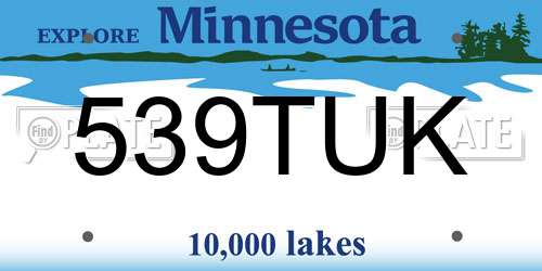 539TUK Minnesota License Plate