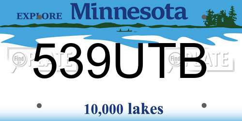 539UTB Minnesota License Plate