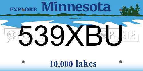 539XBU Minnesota License Plate