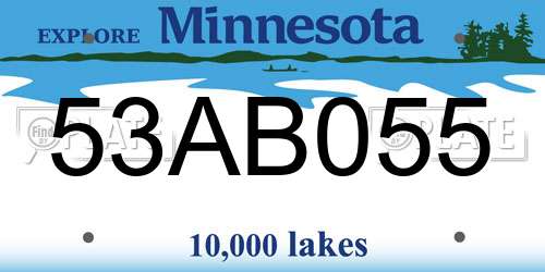 53AB055 Minnesota License Plate