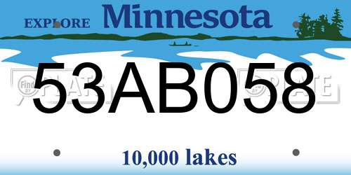 53AB058 Minnesota License Plate