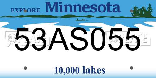 53AS055 Minnesota License Plate